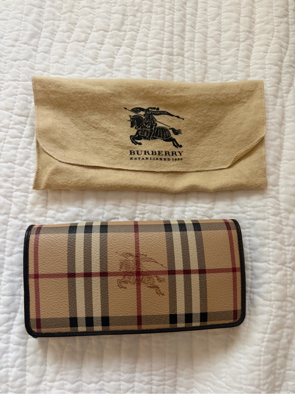 Burberry Beige Classic Check Continental Wallet with Black Trim